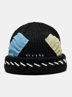 Unisex Beanie with Suture Cloth Patch Hat