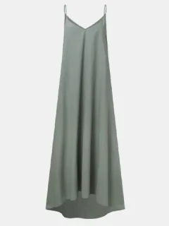 Correas sólidas con cuello en V Vestido