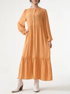 Frente de botones con borde de lechuga Vestido