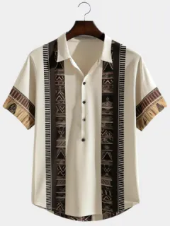 Ethnic Pattern Patchwork Golf Shirts