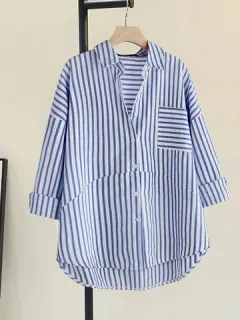 Frente con botones de solapa a rayas Camisa