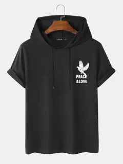 Peace Dove Print Hooded T-shirts