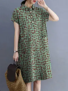 Solapa con estampado geométrico integral Vestido