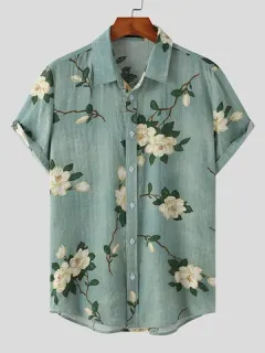 Linen Cotton Ethnic Floral Print Shirt