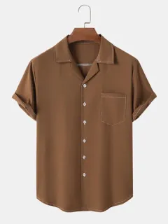 Shirts with lapel collars with stitching