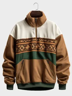 Sweatshirts with geometric and patchwork print