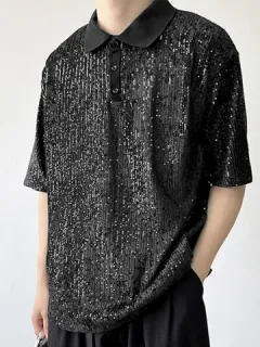 Sequin Glitter Brilho Patchwork Shirt