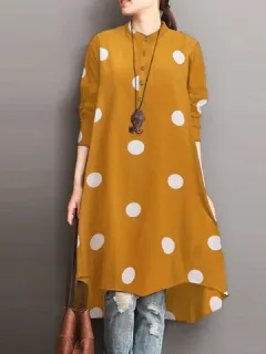 Estampado de lunares Alto-bajo Vestido