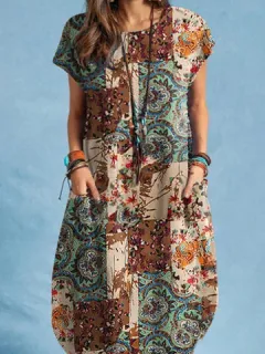 Algodón con estampado floral vintage Vestido
