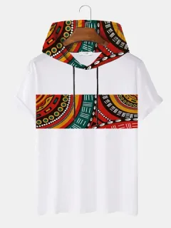 Hooded T-shirts with ethnic totem prints