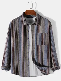 Colorful Striped Lapel Shirts
