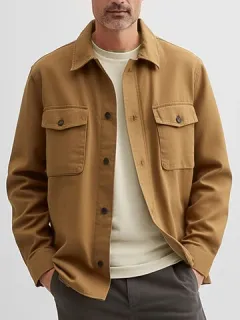 Solid Color Flap Pocket Shirts