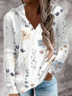 Floral Planta Estampado Cordón Capucha