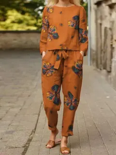 Traje anudado estampado floral vintage