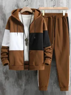 Color Block Patchwork Hooded Sets