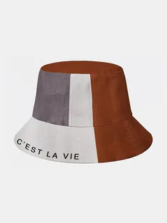 Men's Color Matching Letter Bucket Hat