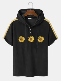 Corduroy Embroidered Block Design T-shirts