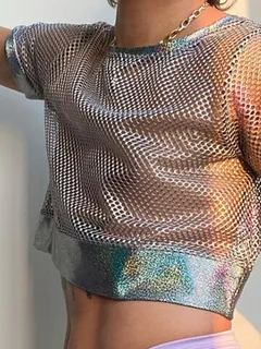 Men's Round Neck Mesh Short Sleeve T-shirts