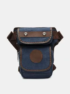 Pierna deportiva de lona vintage Bolsa Casual al aire libre Cintura Bolsa Sólido con múltiples bolsillos Bolsa Para hombres