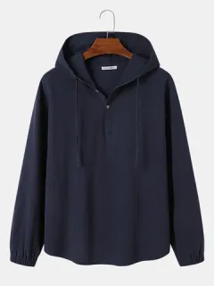 Solid Quarter Button Hoodies