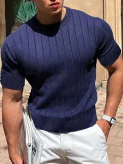 Plain Short Sleeve Knitted T-shirt