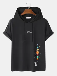 Planet Astronaut Letter Print T-shirts