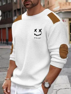Sweatshirts with patchwork and smile embroidery
