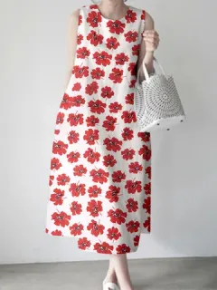 Allover estampado floral sin mangas Vestido