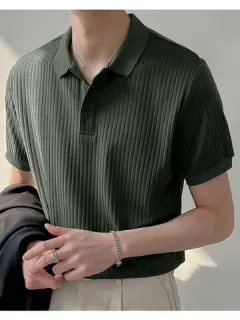 Ribbed Jersey Knit Golf Shirt