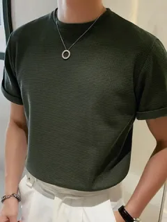 Waffle Knit Crew Neck T-shirt