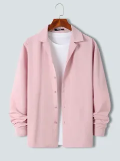 Solid Color Revere Collar Shirts