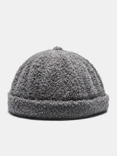 Unisex Plush Solid Brimless Skull Cap