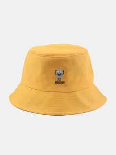 Men & Women Cotton Cartoon Embroidery Bucket Hat
