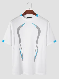 Stylish Pattern O Neck Soft Breathable Sports T-shirt