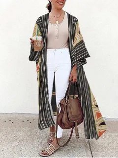 Kimono de manga larga con estampado bohemio