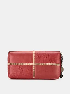 Moda Mujer Cartera con cremallera larga retro con diamantes de imitación