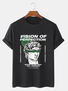 Statue of David Letter Print T-shirts