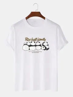 Cartoon Panda Letter Print T-shirts