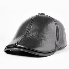 Cowhide Caps Day Leather Old Hat Middle-aged Hat Men's Season Cotton Cap Thickening