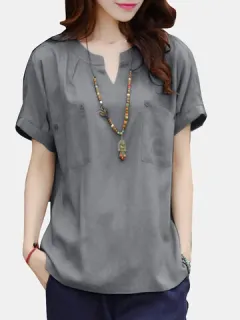 Blusa con botones de bolsillo de ocio