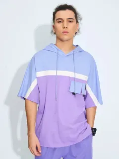 Color Block Cotton Flat Short Sleeve T-shirt