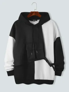Snap Buckle Hoodies with Utility Pocket