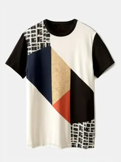 Color Block Print Patchwork T-shirts
