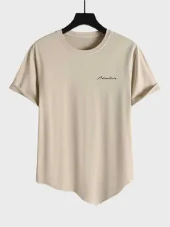 Letter Print Irregular Hem T-shirts