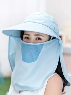 Solid Color Multifunction Cap Face Protection Ponytail Cap