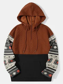 Multi-element Textured Ethnic Hoodies