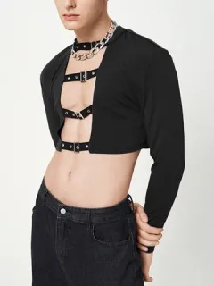 Long Sleeve Crop Top with Cutouts