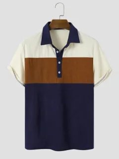 Colorblock Button Down Corduroy Golf Shirts