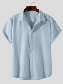 Plus Size Hidden Placket Plain Shirts