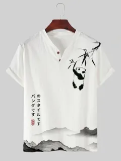 T-shirts with Japanese Panda Bamboo print